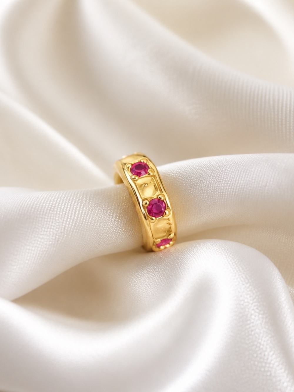 Gold-Plated Charm with pink Gemstones